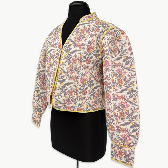 NWOT LLANI x Free People Sofi Reversible Floral Jacket | Small | Ivory/Coral - Picture 6 of 15